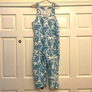 Colsie Women’s Fleece Jumpsuit, Size Various. White/Blue Tie Dye. NWT.